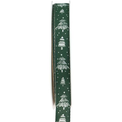 Floristik24 Weihnachtsband mit Tannen Geschenkband Grün 15mm 20m
