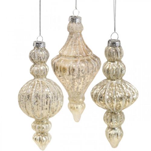 Floristik24 Weihnachtsbaumschmuck Glas Christbaumschmuck Vintage 15cm 3St