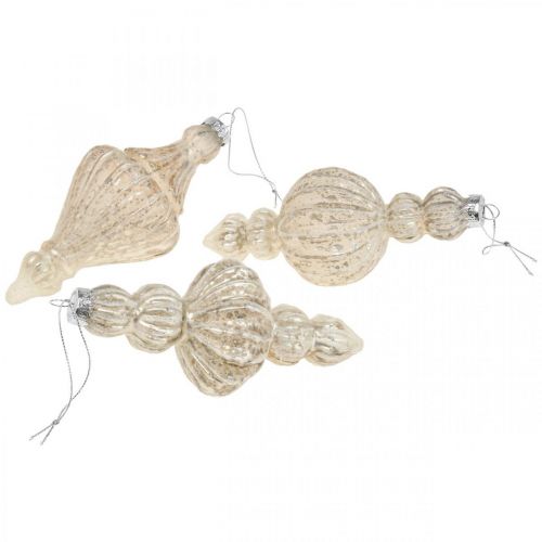 Floristik24 Weihnachtsbaumschmuck Glas Christbaumschmuck Vintage 15cm 3St