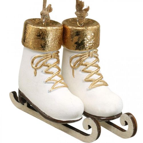 Artikel Weihnachtsbaumschmuck Schlittschuh Gold, Weiß 10×8×3cm 2Paar