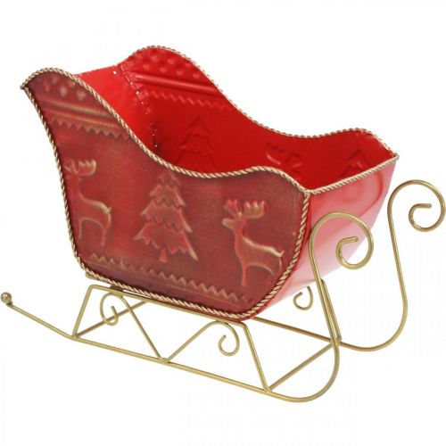 Floristik24 Weihnachtsdeko Deko Schlitten Weihnachtsschlitten Rot/Gold 30×12,5×20cm
