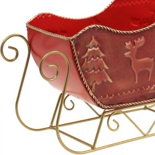 Floristik24 Weihnachtsdeko Deko Schlitten Weihnachtsschlitten Rot/Gold 30×12,5×20cm