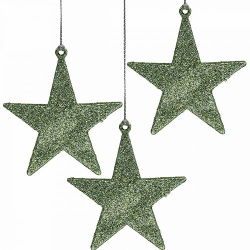 Floristik24 Weihnachtsdeko Stern Anhänger Mint Glitter 10cm 12St
