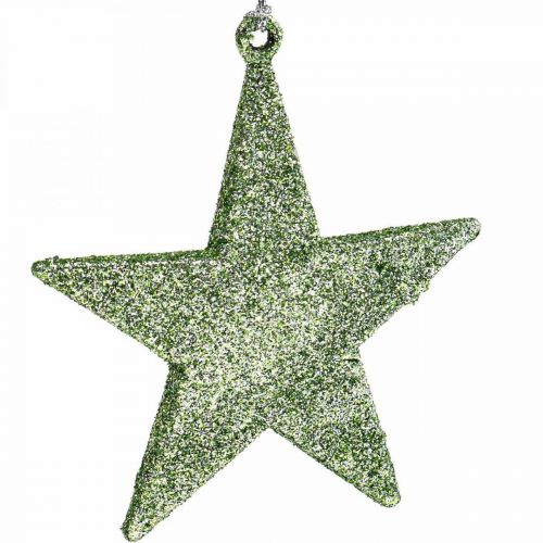 Floristik24 Weihnachtsdeko Stern Anhänger Mint Glitter 10cm 12St