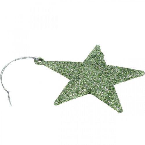 Floristik24 Weihnachtsdeko Stern Anhänger Mint Glitter 10cm 12St