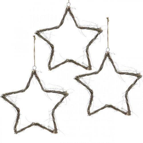 Ulme 30cm Sterne Stern Aufhängen Weiß zum gewaschen Floristik24.de Weihnachtsdeko 4St-06392