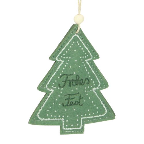 Floristik24 Weihnachtsdeko Filz Dekohänger „Frohes Fest“ Grün 13cm 12St
