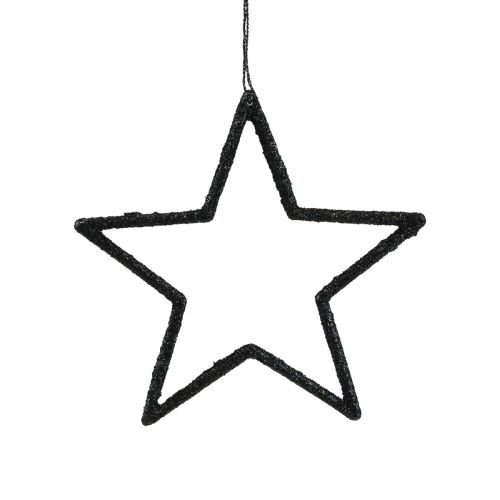 Weihnachtsdeko Stern Anhänger Schwarz Glitter 12cm 12St