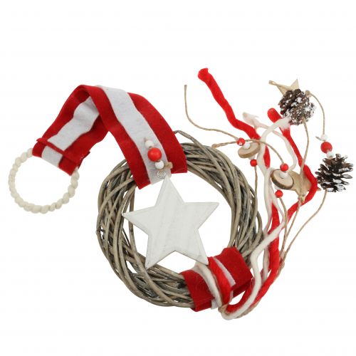 Floristik24 Weihnachtlicher Fensterkranz zum Hängen Rot, Weiß Ø20cm L98cm