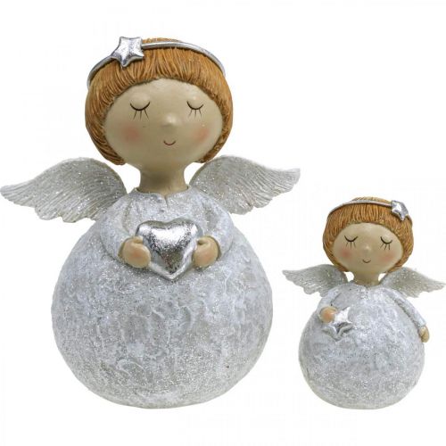 Floristik24 Weihnachtsengel Engel Figur mit Stern / Herz H11cm 2St
