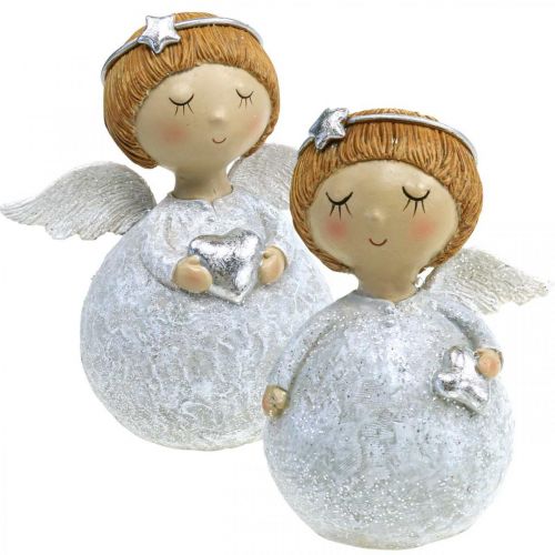 Floristik24 Weihnachtsengel Engel Figur mit Stern / Herz H11cm 2St