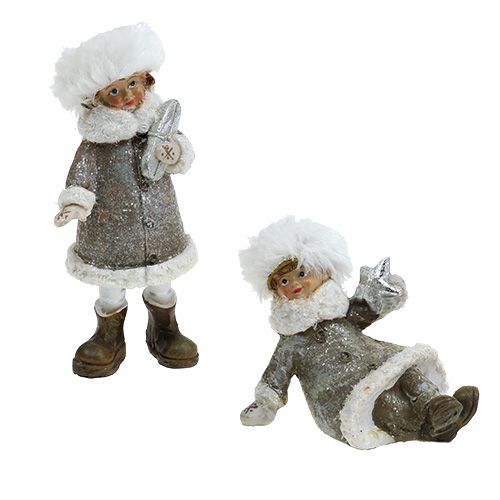 Floristik24 Weihnachtsfigur Grau-Weiß 13cm 2St