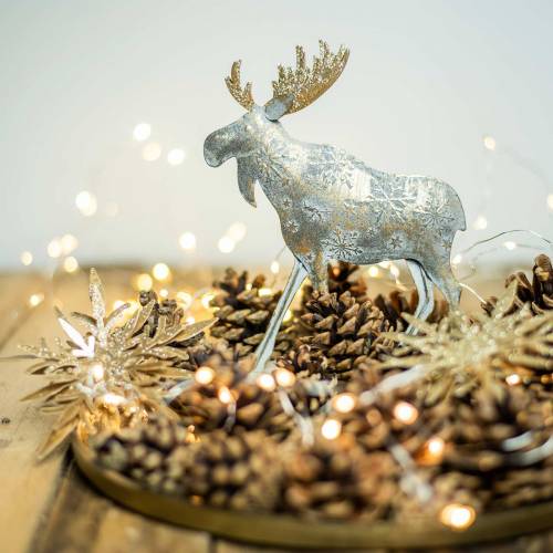 Floristik24 Weihnachtsfigur Elch Golden Antik-Optik Metall 21×14,5cm