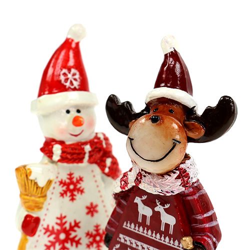 Floristik24 Weihnachtsfiguren Elch, Schneemann sort. 9cm 2St