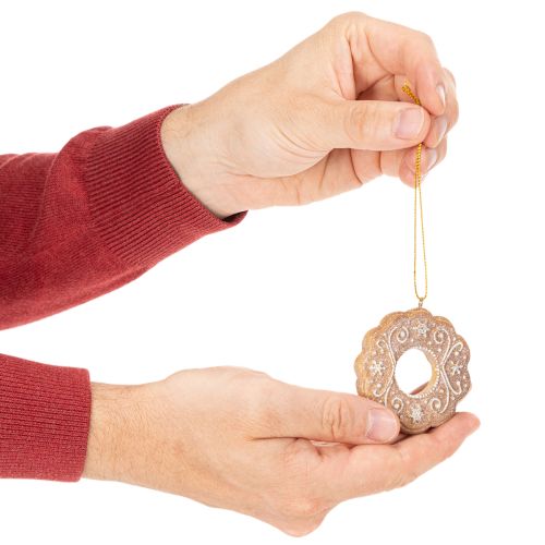 Weihnachtsanhänger Lebkuchen Zuckerguss Optik Nussknacker Stern Baum Kranz 6cm 4St | Floristik24.de