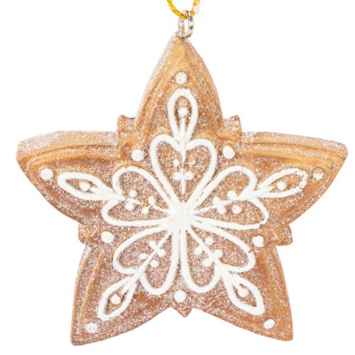 Weihnachtsanhänger Lebkuchen Zuckerguss Optik Nussknacker Stern Baum Kranz 6cm 4St | Floristik24.de