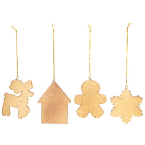 Weihnachtsanhänger Honigkuchen Optik Rentier Lebkuchenmann Schneeflocke 7cm 4st | Floristik24.de