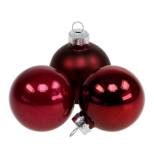 Weihnachtskugel Glas Ø4cm Bordeaux Mix 24St