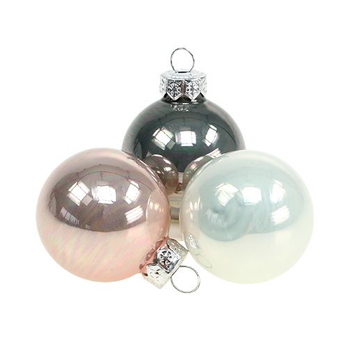Floristik24 Weihnachtskugel Glas Ø3,5cm Rosa, Grau, Creme 16 St