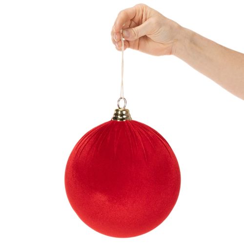Weihnachtskugel Samtoptik Rot Große Christbaumkugel 20cm 3St | Floristik24.de
