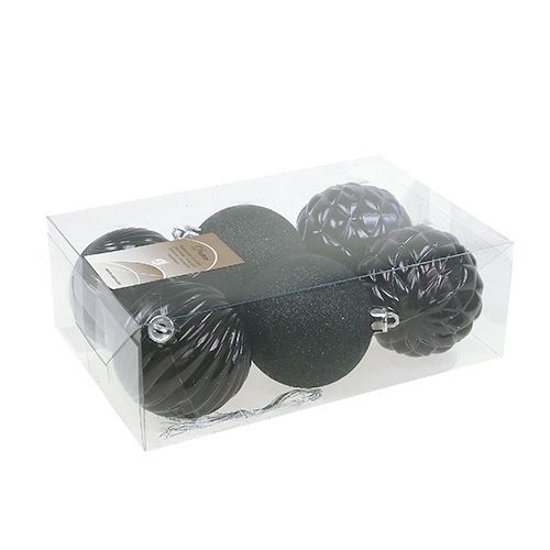 Floristik24 Weihnachtskugel Schwarz Mix Ø7cm Plastik 6St