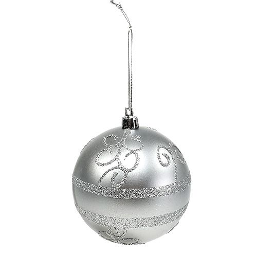 Floristik24 Weihnachtskugel Silber Ø8cm Plastik 1St