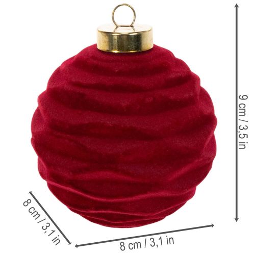 Weihnachtskugel samtige Oberfläche Rot 8cm 12St | Floristik24.de