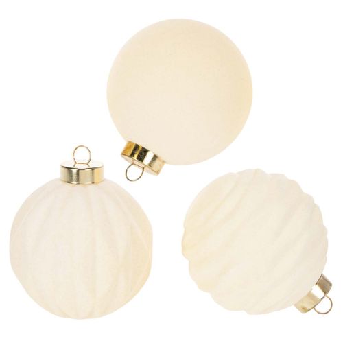 Weihnachtskugel Ornament in Weiß Struktur-Mix 8cm 12St kaufen | Floristik24.de