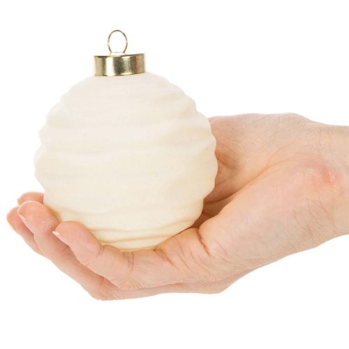 Weihnachtskugel Ornament in Weiß Struktur-Mix 8cm 12St | Floristik24.de
