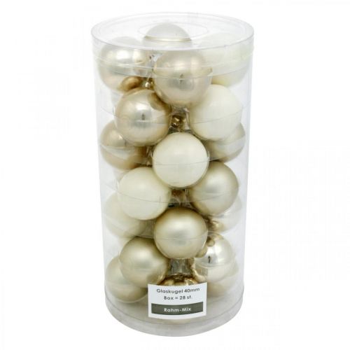 Christbaumkugel-Mix, Weihnachtsdeko, Mini-Baumschmuck Weiß/Perlmutt H4,5cm Ø4cm Echtglas 24 St | Floristik24.de