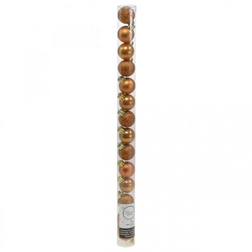 Floristik24 Mini-Christbaumkugel, Baumschmuck-Mix, Weihnachtskugel Orange Ø2,5cm Kunststoff 14St