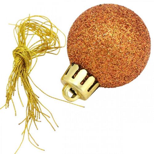 Floristik24 Mini-Christbaumkugel, Baumschmuck-Mix, Weihnachtskugel Orange Ø2,5cm Kunststoff 14St