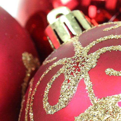 Floristik24 Weihnachtskugel Plastik Rubin Ø70mm 8St