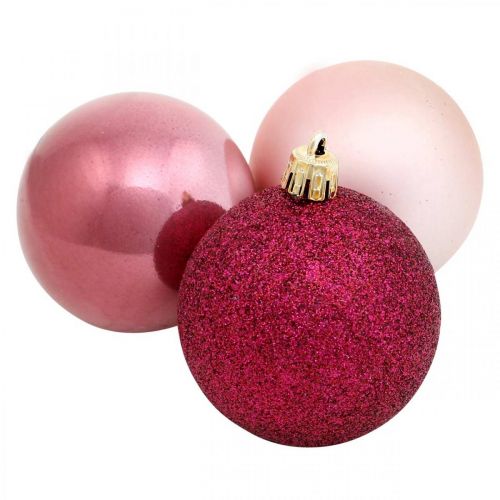 Floristik24 Christbaumkugeln, Weihnachtsdeko, Baumanhänger Rose/Rosa/Pink Ø5,5cm Kunststoff 10St
