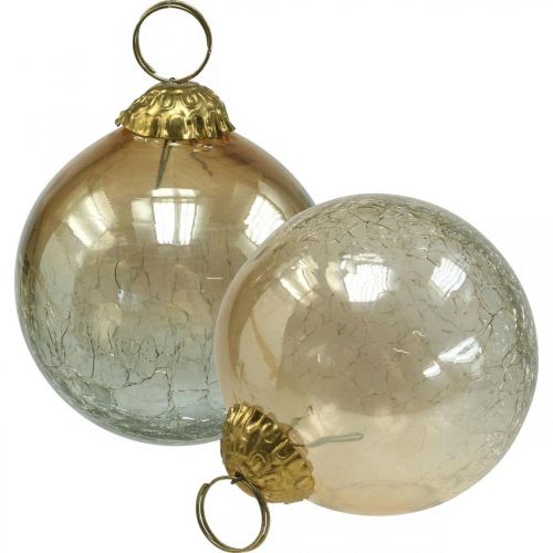 Floristik24 Weihnachtskugeln Glas Christbaumkugeln Klar, Braun Ø8cm 4St