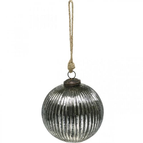 Floristik24 Weihnachtskugeln Glas Christbaumkugeln Silbern mit Rillen Ø12cm 2St