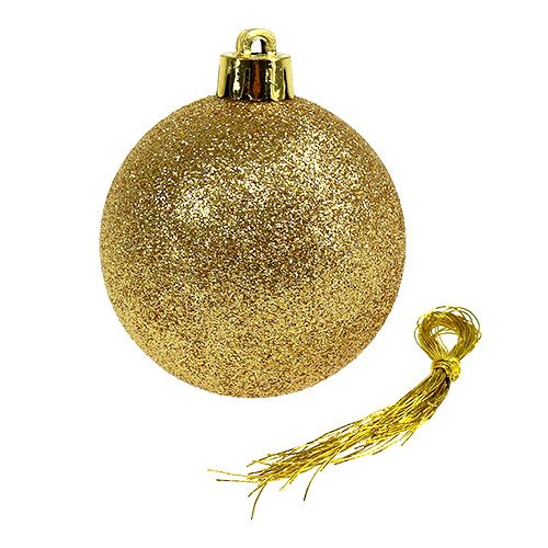 Artikel Weihnachtskugeln Gold, Rot Mix Kunststoff Ø6cm 30St