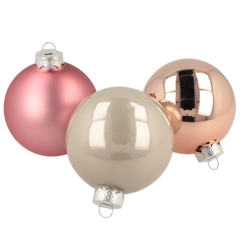 Floristik24 Weihnachtskugeln Rosa Grau Glas Kugeln Ø7,5cm 14 St