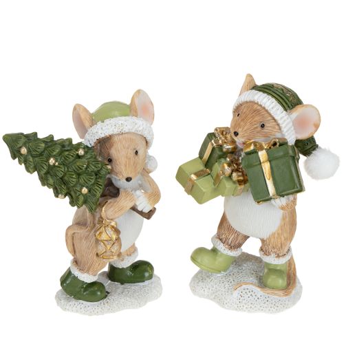 Floristik24 Weihnachtsmäuse Deko Maus Grün Braun H8cm 2 St