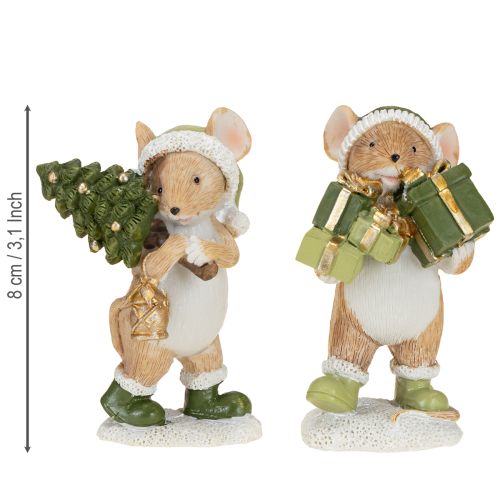 Weihnachtsmäuse Deko Maus Grün Braun H8cm 2 St | Floristik24.de