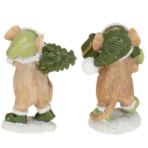 Weihnachtsmäuse Deko Maus Grün Braun H8cm 2 St | Floristik24.de