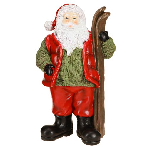 Artikel Weihnachtsmann Deko Figur mit Ski Bemalt 14×10,5×24,5cm