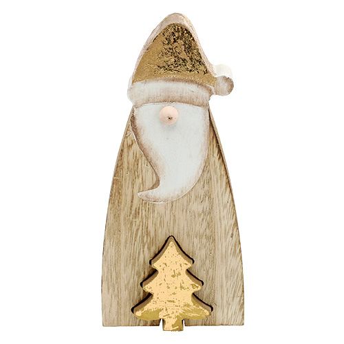 Floristik24 Weihnachtsmann Holz mit Tanne Gold 17cm