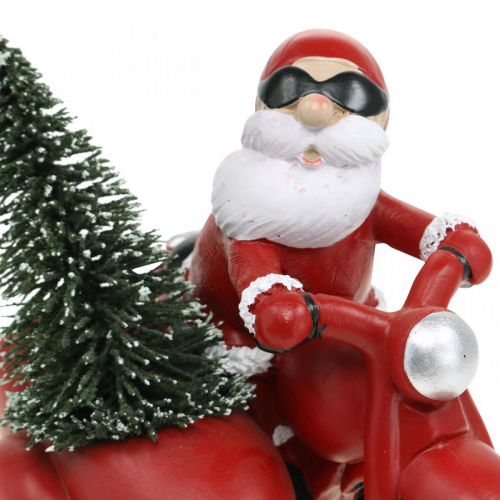 Floristik24 Deko-Figur Weihnachtsmann auf Motorrad mit Tanne 19,5×13×16cm