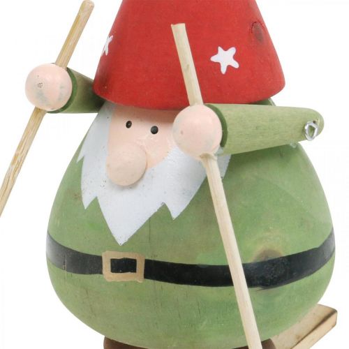 Floristik24.de Wichtel auf Ski Deko Figur Holz Weihnachten Wichtelfigur  H13cm-01509