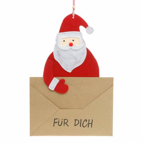 Deko-Hänger Geschenktasche Weihnachtsmann mit Briefumschlag „Für Dich“ L46,5cm Ø25cm 4St