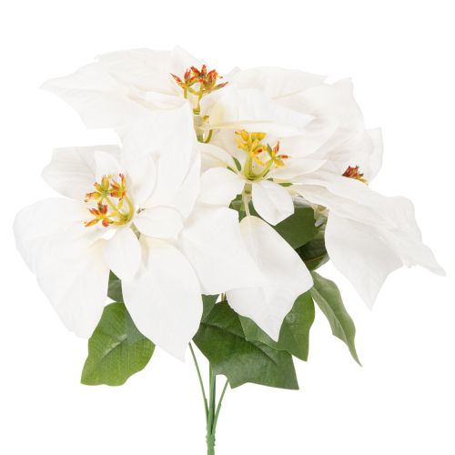 Kunstblume Weihnachtsstern weiß Große Blüte Dekopflanze 40cm