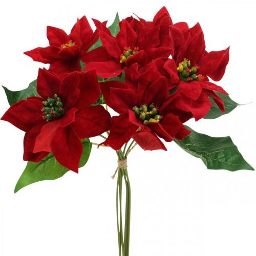 Allinlove 7 Köpfe Weihnachtsstern Künstlich Rote Seidenblumen künstliche Dekopflanze Weihnachtsdeko Tischdeko Weihnachten Dekoration zu Hause Xmas Party Deko
