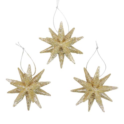 Floristik24 Weihnachtssterne Weihnachtsschmuck Gold Glitter Ø7cm 6 St