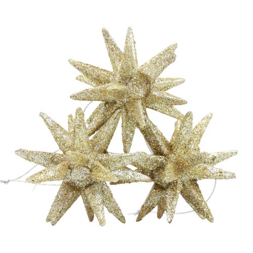 Floristik24 Weihnachtssterne Weihnachtsschmuck Gold Glitter Ø7cm 6 St